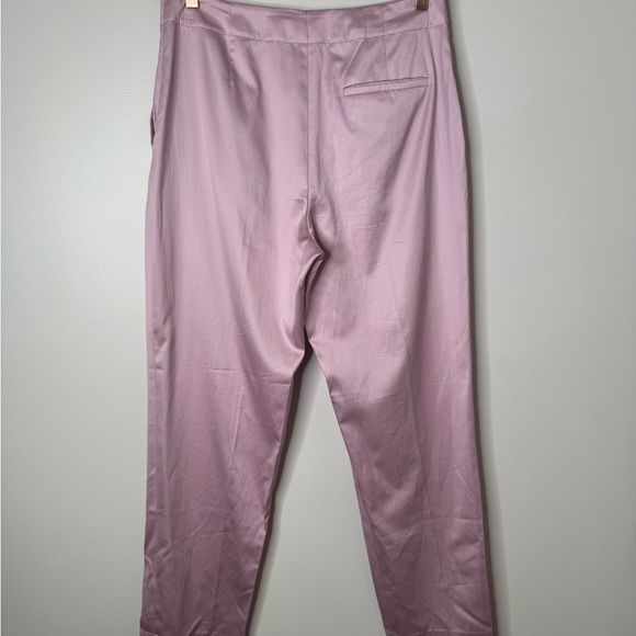Theory Pink Purple Cotton Chintz Clean High Waisted Tapered Satin Look Pant - Picture 8 of 12